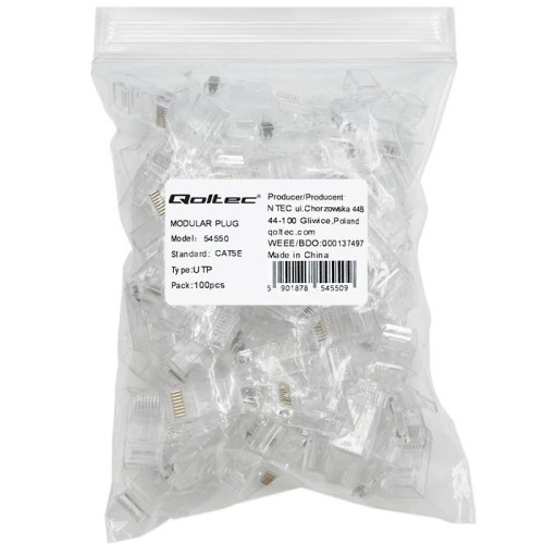 Wtyk złącze modularne RJ45 | CAT5e | UTP | Pozłacane styki | 100 sztuk-11312331