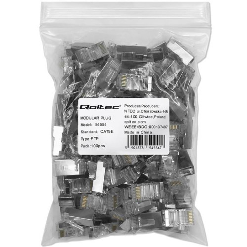 Wtyk złącze modularne RJ45 | CAT5e | FTP | Pozłacane styki | 100 sztuk-11312335
