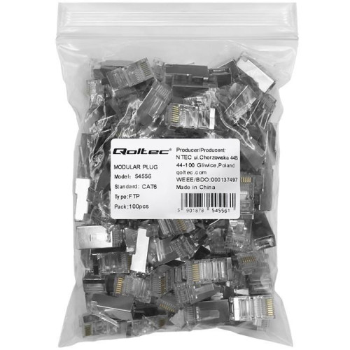Wtyk złącze modularne RJ45 | CAT6 | FTP | Pozłacane styki | 100 sztuk-11312337