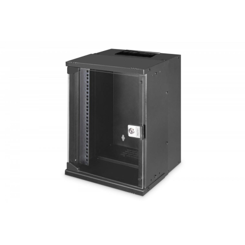 Szafa sieciowa wisząca 10 cali 9U, SOHO PRO 457 x 316 x 298 mm, nośność 60kg, drzwi szyba, niezłożona, Czarna