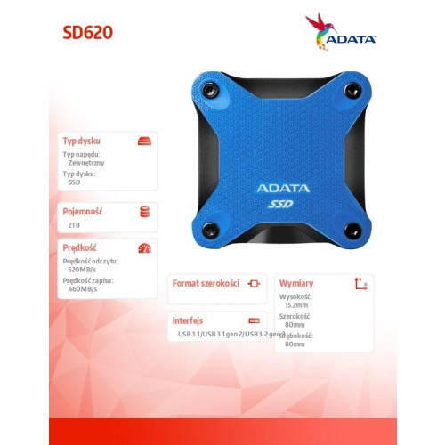 Zewnętrzny dysk SSD SD620 2TB U3.2A 520/460 MB/s Blue-11313436