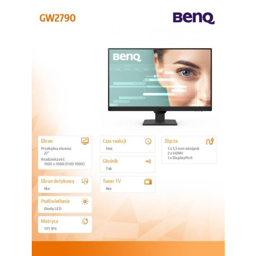 Monitor 27 cali GW2790 LED 5ms/IPS/HDMI/100Hz-11313700