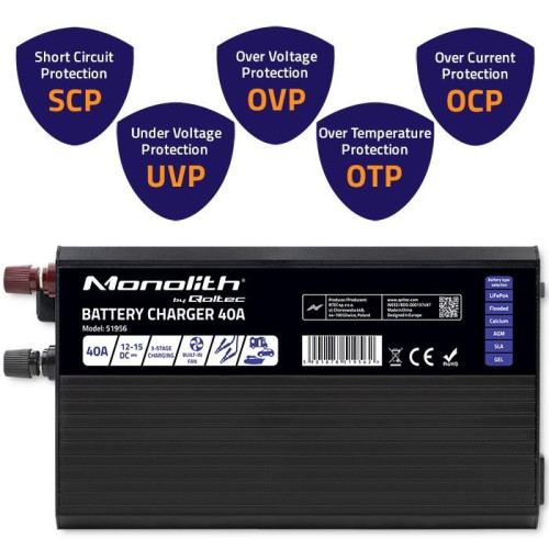 Inteligentna ładowarka do akumulatorów LiFePO4 AGM GEL SLA | 40A | 12V-11314969