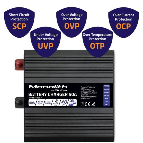 Inteligentna ładowarka do akumulatorów LiFePO4 AGM GEL SLA | 50A | 12V-11314977