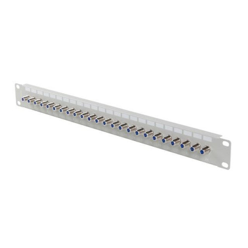 Patch panel 24 porty 19 cali gniazdo Typ F beczka szary