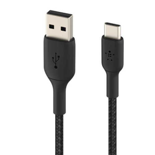 Kabel Braided USB-C USB-A 15cm czarny-1135419