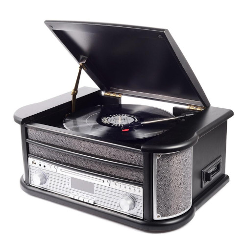 Drewniane centrum muzyczne retro Denver MRD-51 z gramofonem czarne-11358809