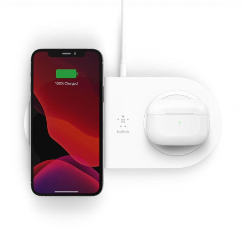 BOOST CHARGE WIRELESS CHARGING/DUAL PAD 2X15W INCL.P.SUPP WHITE-11439186