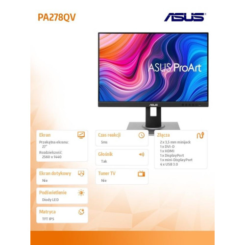Monitor 27 cali ProArt PA278QV IPS WQHD HDMI DP mDP HUB USB sRGB: 100% -1144867