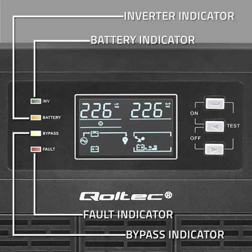 QOLTEC ZASILACZ AWARYJNY UPS 3KVA | 3000W | POWER FACTOR 1.0 | LCD | EPO | USB | ON-LINE-11456164