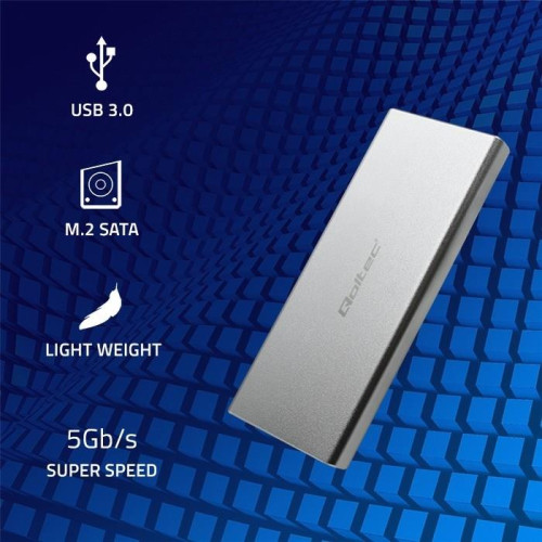 QOLTEC OBUDOWA NA DYSK M.2 SSD | SATA | NGFF | USB 3.0 | SUPER SPEED 5GB/S | 2TB | SREBRNY-11516715