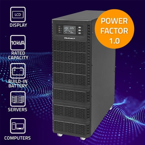 QOLTEC ZASILACZ AWARYJNY UPS 10KVA | 10000W | POWER FACTOR 1.0 | LCD | EPO | USB | ON-LINE-11562214
