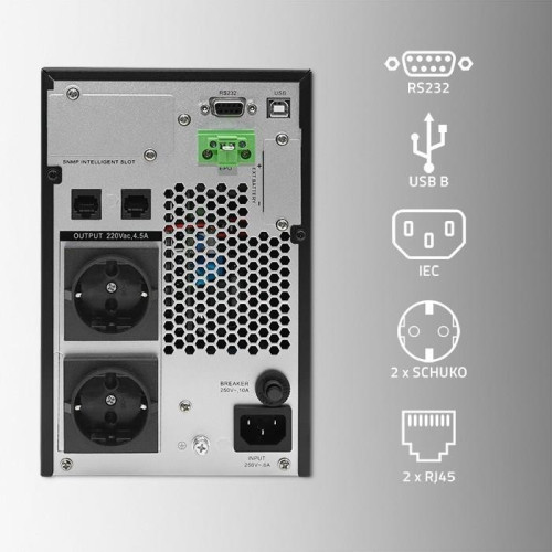 QOLTEC ZASILACZ AWARYJNY UPS 1KVA | 1000W | POWER FACTOR 1.0 | LCD | EPO | USB | ON-LINE-11562400