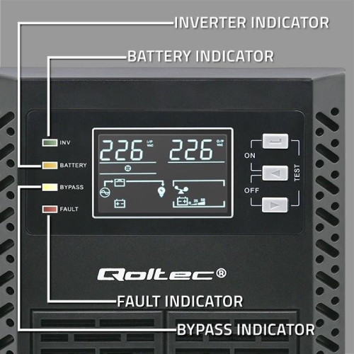 QOLTEC ZASILACZ AWARYJNY UPS 1KVA | 1000W | POWER FACTOR 1.0 | LCD | EPO | USB | ON-LINE-11562406