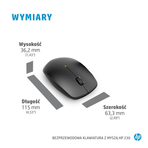 Zestaw klawiatura + mysz HP 230 Wireless Mouse and Keyboard Combo bezprzewodowe białe 3L1F0AA-11632489