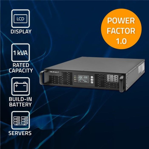 QOLTEC ZASILACZ AWARYJNY UPS DO RACK 1KVA | 1000W | POWER FACTOR 1.0 | LCD | EPO | USB | ON-LINE-11640377