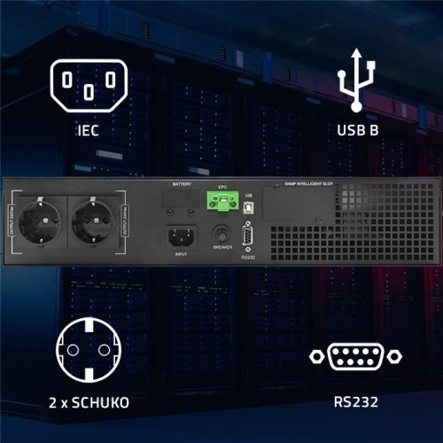 QOLTEC ZASILACZ AWARYJNY UPS DO RACK 1KVA | 1000W | POWER FACTOR 1.0 | LCD | EPO | USB | ON-LINE-11640380