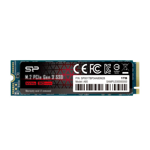 Dysk SSD Silicon Power A80 1TB M.2 PCIe NVMe Gen3x4 TLC 3400/3000 MB/s (SP001TBP34A80M28)-1167506