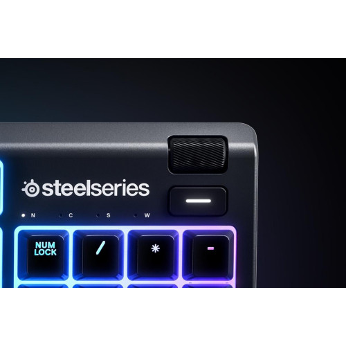 SteelSeries Apex 3 Gaming Keyboard, US Layout, Wired, Black SteelSeries Apex 3 Gaming keyboard IP32 water resistant for protection against spills, Customizable 10-zone RGB illumination reacts to games and Discord, Whisper quiet gaming switches last-11700