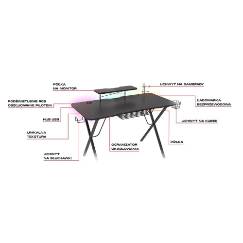 GENESIS BIURKO GAMINGOWE HOLM 300 RGB-1175530