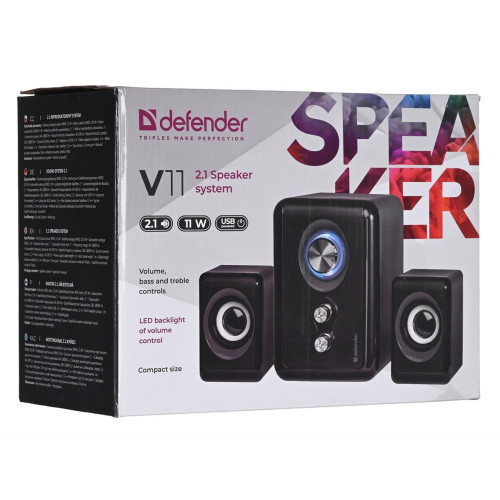DEFENDER GŁOŚNIKI KOMPUTEROWE V11 2.1 11W USB KONTROLA BASÓW I NISKICH TONÓW 65111-11763654