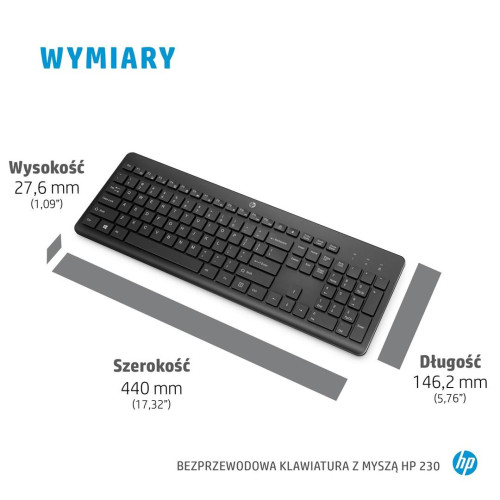 Zestaw klawiatura + mysz HP 230 Wireless Mouse and Keyboard Combo bezprzewodowe białe 3L1F0AA-11763860