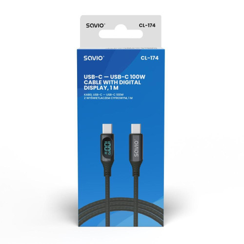 Kabel USB - USB C z wyświetlaczem, 100W, CL-174-11823404