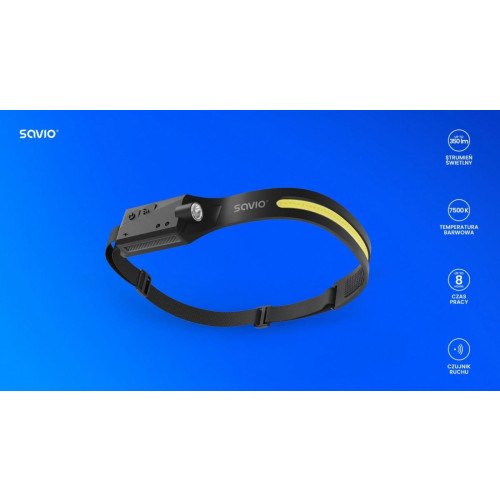 Latarka czołowa LED z czujnikiem ruchu, USB-C, 350 lm, zasięg 80m, FL-02-11824806