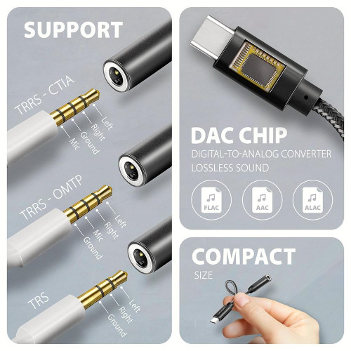 ADA-HC Zewnętrzna karta dźwiękowa USB-C 32bit DAC 3.5mm (F) złącze, 384kHz-11825449