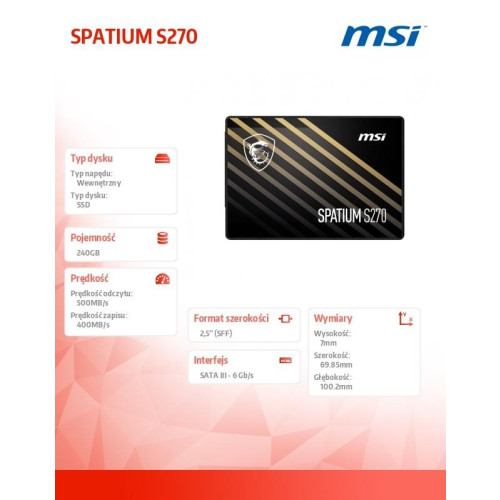 Dysk SSD SPATIUM S270 240GB 2,5 cala SATA3 500/400MB/s-11825551
