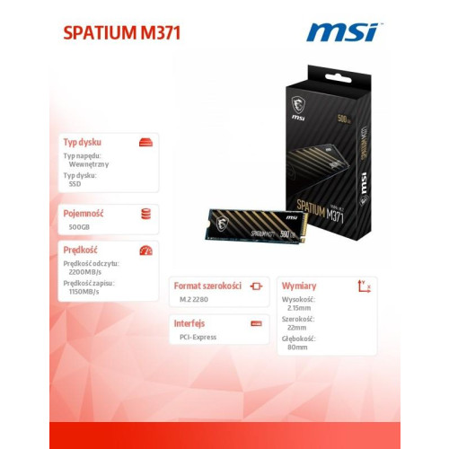 Dysk SSD SPATIUM M371 500GB M.2 PCIe3 2200/1150MB/s-11825567
