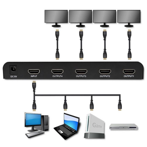 Aktywny rozdzielacz Splitter 4 x HDMI 4K x 2K | 6Gb/s | 60Hz-11827675