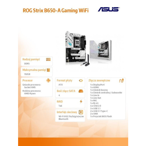Płyta główna ROG STRIX B650-A Gaming WiFi AM5 4DDR5 ATX-11829536