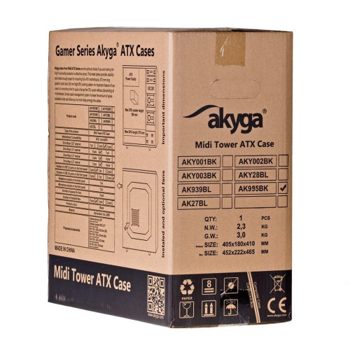 Obudowa Akyga AK995BK (ATX, Micro ATX, Mini ITX; kolor czarny)-1208381