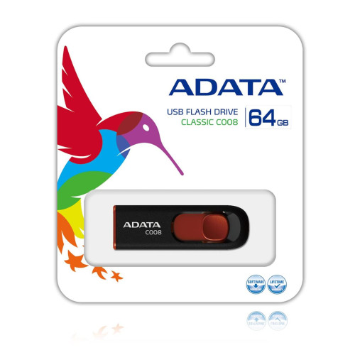 Pendrive ADATA C008 AC008-64G-RKD (64GB; USB 2.0; kolor czerwony)-1216348