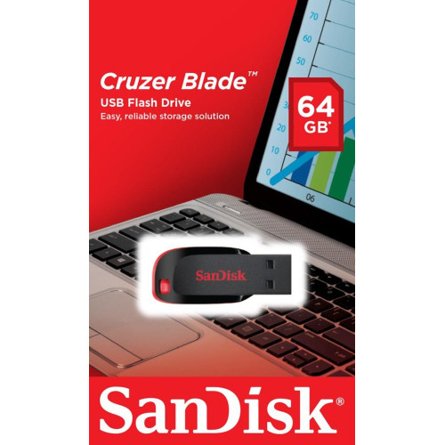 Pendrive SanDisk Cruzer Blade SDCZ50-064G-B35 (64GB; USB 2.0; kolor czarny)-1216398