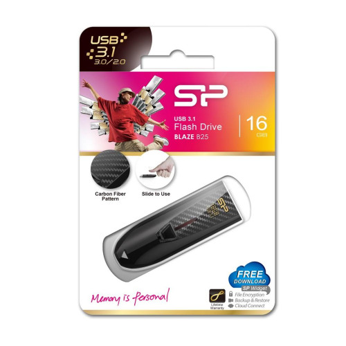 Pendrive Silicon Power Blaze B25 16GB USB 3.1 kolor czarny (SP016GBUF3B25V1K)-1216790