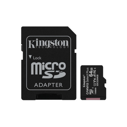 Karta pamięci z adapterem Kingston Canvas Select Plus SDCS2/64GB (64GB; Class 10, Class U1, V10; + adapter)-1217081