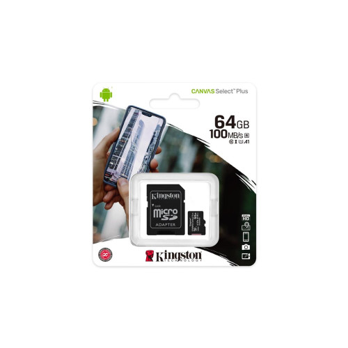 Karta pamięci z adapterem Kingston Canvas Select Plus SDCS2/64GB (64GB; Class 10, Class U1, V10; + adapter)-1217083