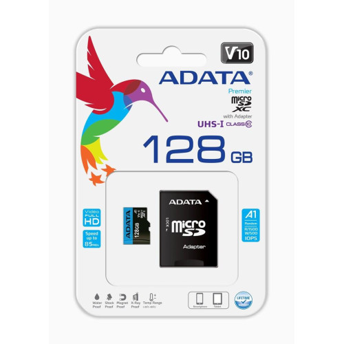 Karta pamięci z adapterem ADATA Premier AUSDX128GUICL10A1-RA1 (128GB; Class 10; + adapter)-1217155