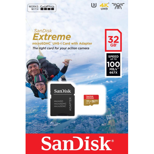 Karta pamięci SanDisk Extreme SDSQXAF-032G-GN6AA (32GB; Class U3; Adapter, Karta pamięci)-1217322