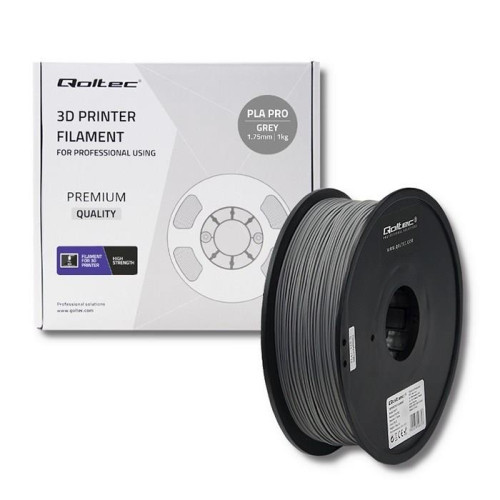 Qoltec Profesjonalny filament do druku 3D | PLA PRO | 1.75mm | 1kg | Grey-12384542