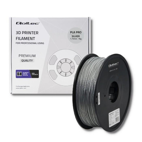 Qoltec Profesjonalny filament do druku 3D | PLA PRO | 1.75mm | 1kg | Silver-12384545