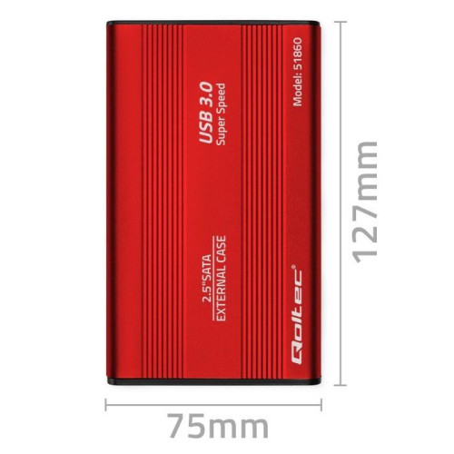 Obudowa na dysk HDD/SSD 2.5 cala SATA3 | USB 3.0 | Czerwona-12418172