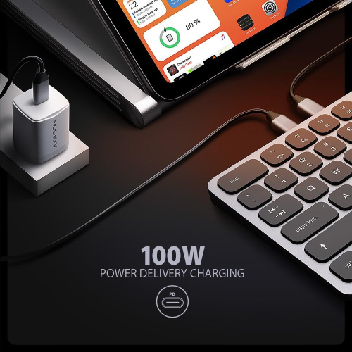 HMC-KB-US Klawiatura USB-C 5Gbps z wieloportowy hub 9in1, SD/microSD, 3x USB-A, HDMI 4K/60Hz, PD 100W, Audio, US layout,
