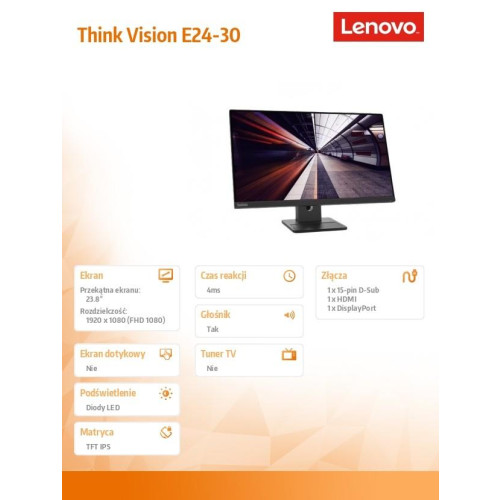 Monitor ThinkVision 23.8 cali E24-30 63EDMAT2EU-12420687