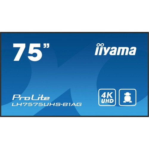 Monitor 75 cali LH7575UHS-B1AG, 24/7,IPS,ANDROID.11,4K,500cd/m2,WiFi,3xHDMI,DP,Daisy/Chain,2xUSB,2x10W,RJ45,iiSignage2,F