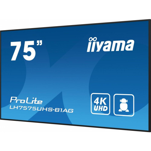 Monitor 75 cali LH7575UHS-B1AG, 24/7,IPS,ANDROID.11,4K,500cd/m2,WiFi,3xHDMI,DP,Daisy/Chain,2xUSB,2x10W,RJ45,iiSignage2,F