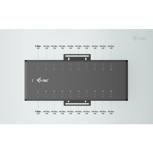 i-tec USB-C/USB-A Metal Charging + data HUB 15W per port 20x USB-C-12424897