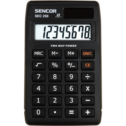 Kalkulator kieszonkowy SEC 250, 8 cyfr LCD, Podwójne zasilanie -1245249